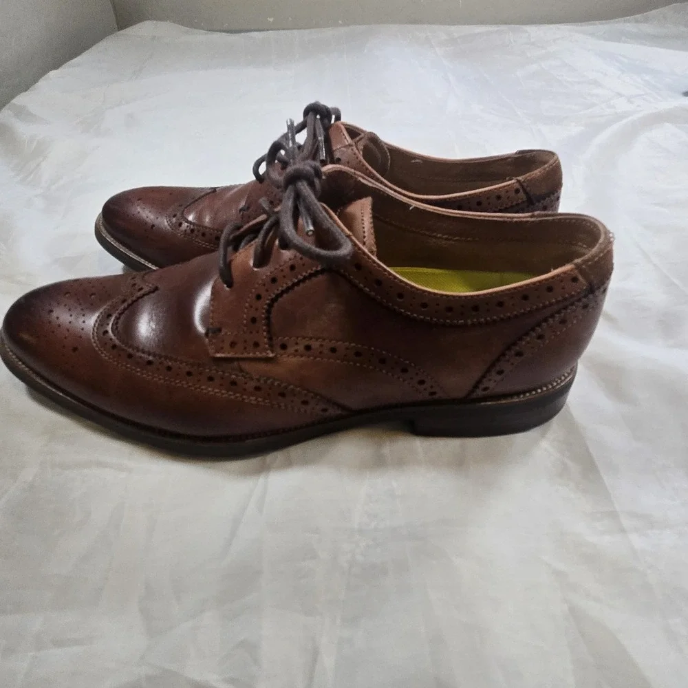 Florsheim Comfortech Ortholite Wingtip Oxford Brogue Brown Leather Men's 9.5M